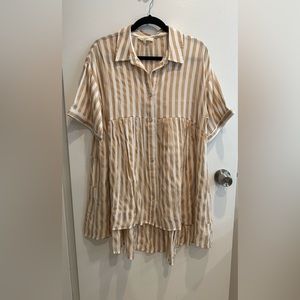 Striped long blouse with ruffles